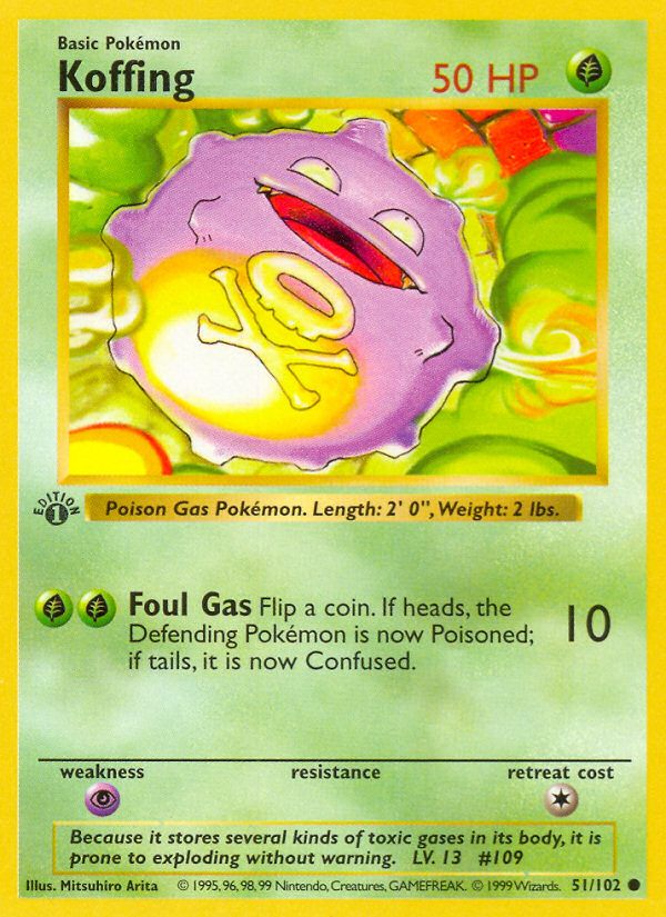 Koffing (51/102) (Shadowless) [Base Set 1st Edition] | Card Citadel