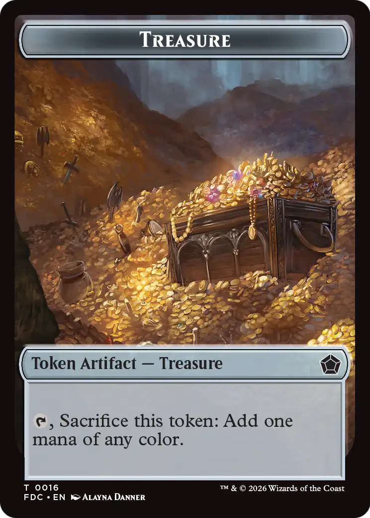 Dragon (0007) // Treasure Double-Sided Token [Foundations Commander Tokens] | Card Citadel