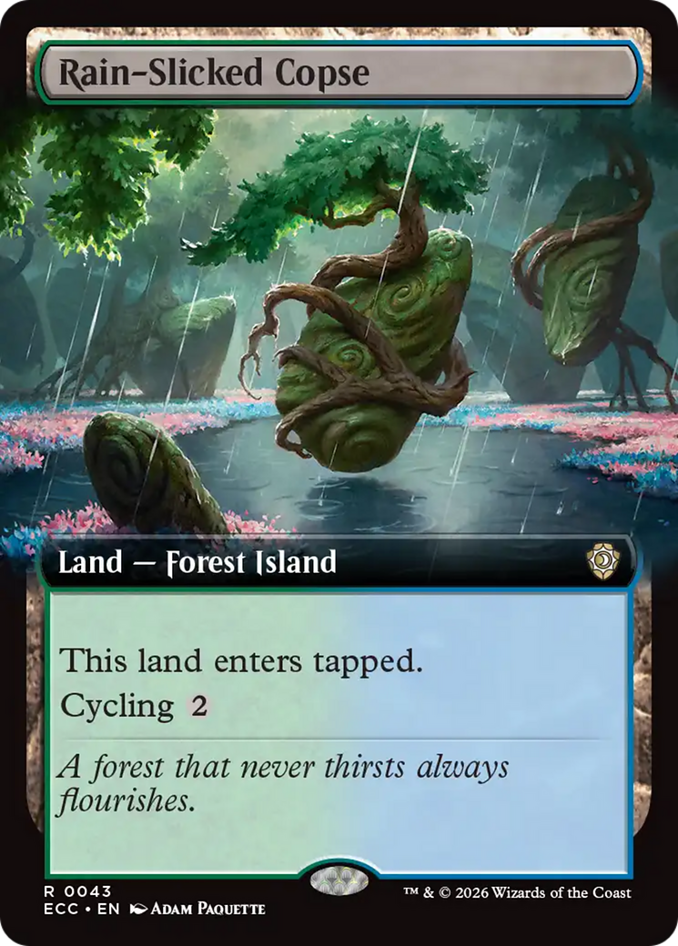 Rain-Slicked Copse (Extended Art) [Lorwyn Eclipsed Commander] | Card Citadel