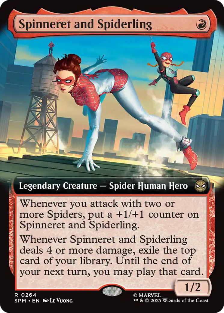 Spinneret and Spiderling (Extended Art) [Marvel's Spider-Man] | Card Citadel