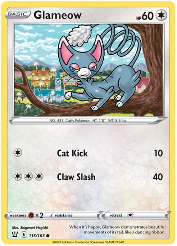 Glameow (115/163) [Sword & Shield: Battle Styles] | Card Citadel