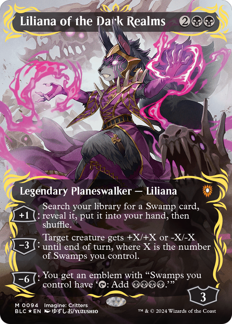 Liliana of the Dark Realms (Borderless) (Raised Foil) [Bloomburrow Commander] | Card Citadel