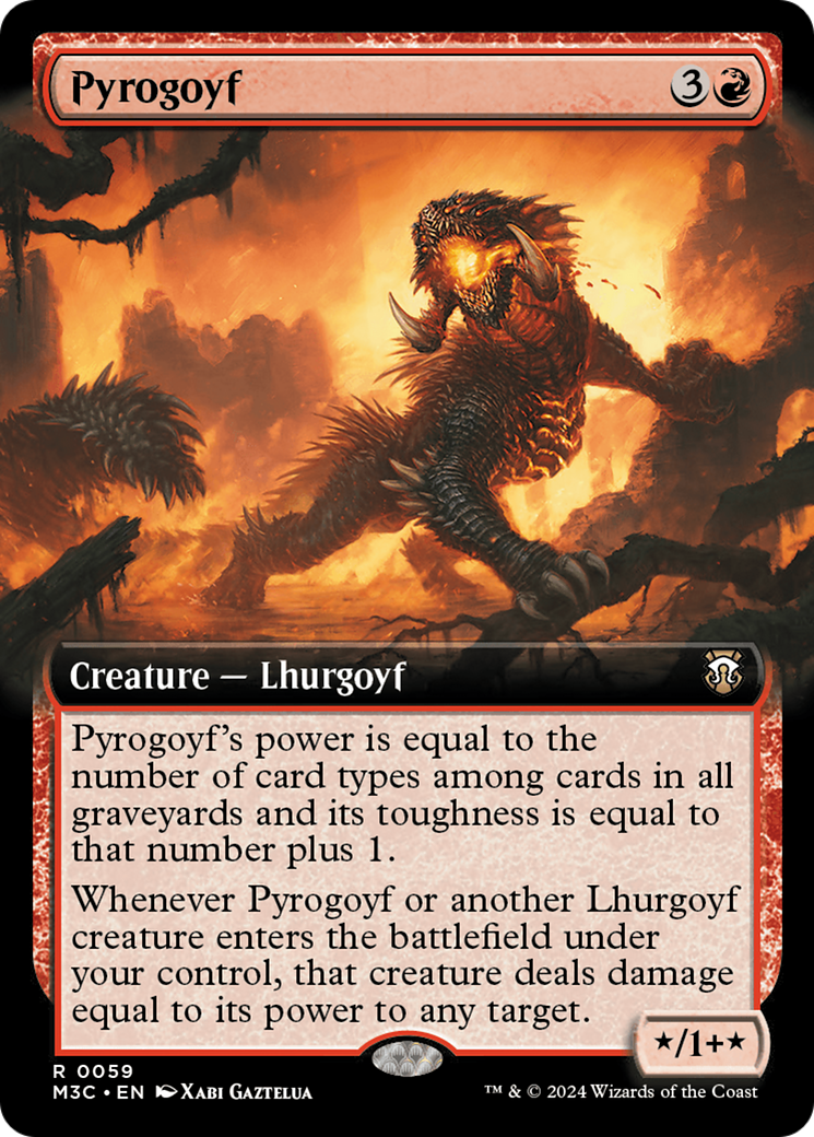 Pyrogoyf (Extended Art) (Ripple Foil) [Modern Horizons 3 Commander] | Card Citadel