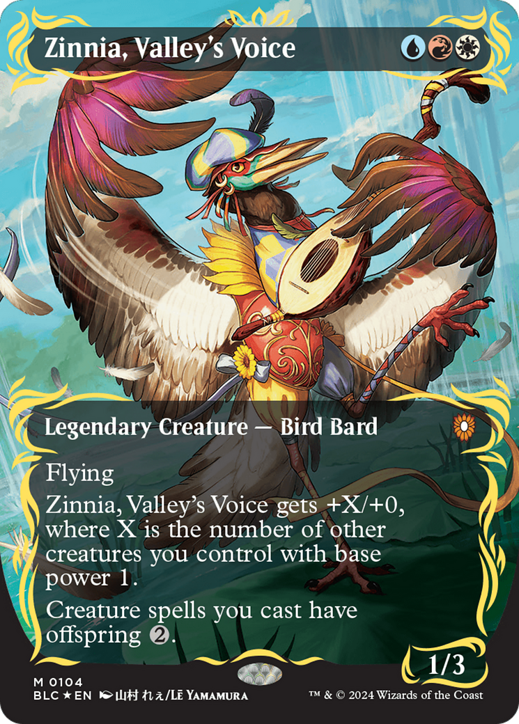 Zinnia, Valley's Voice (Borderless) (Raised Foil) [Bloomburrow Commander] | Card Citadel