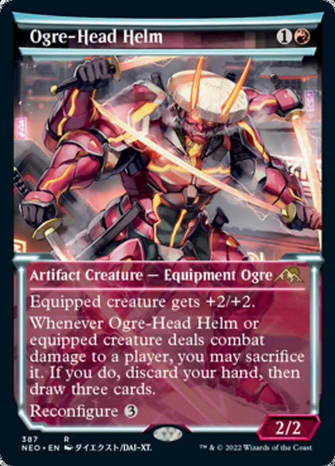 Ogre-Head Helm (Showcase Soft Glow) [Kamigawa: Neon Dynasty] | Card Citadel