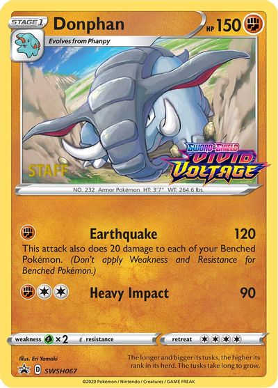 Donphan (SWSH067) (Staff Prerelease Promo) [Sword & Shield: Black Star Promos] | Card Citadel