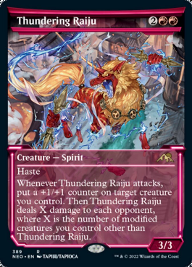 Thundering Raiju (Showcase Soft Glow) [Kamigawa: Neon Dynasty] | Card Citadel