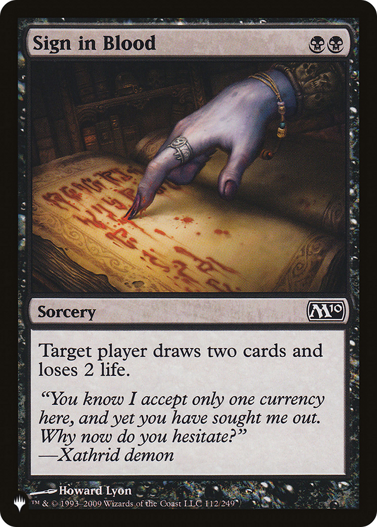 Sign in Blood (M10) [The List Reprints] | Card Citadel