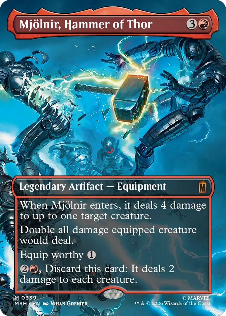 Mjolnir, Hammer of Thor (Borderless) (0339) [Marvel Super Heroes] | Card Citadel