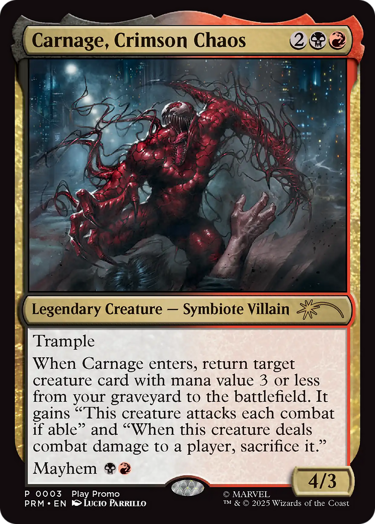 Carnage, Crimson Chaos [Wizards Play Network 2025] | Card Citadel