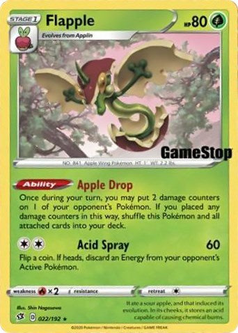 Flapple (022/192) (GameStop Exclusive) [Sword & Shield: Rebel Clash] | Card Citadel