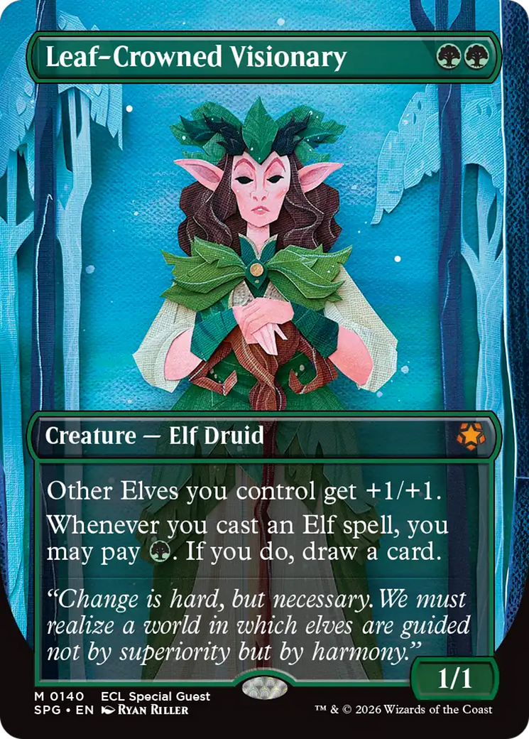 Leaf-Crowned Visionary (Borderless) [Lorwyn Eclipsed Special Guests] | Card Citadel