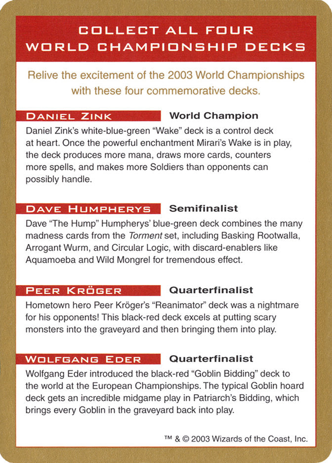 2003 World Championships Ad [World Championship Decks 2003] | Card Citadel