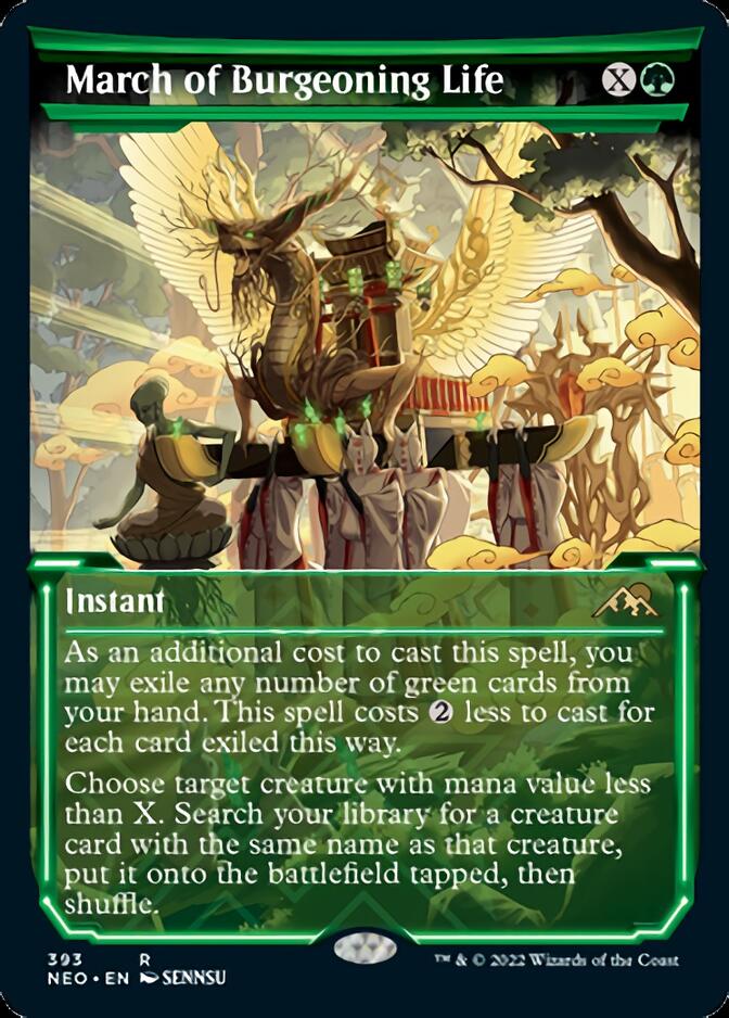 March of Burgeoning Life (Showcase Soft Glow) [Kamigawa: Neon Dynasty] | Card Citadel