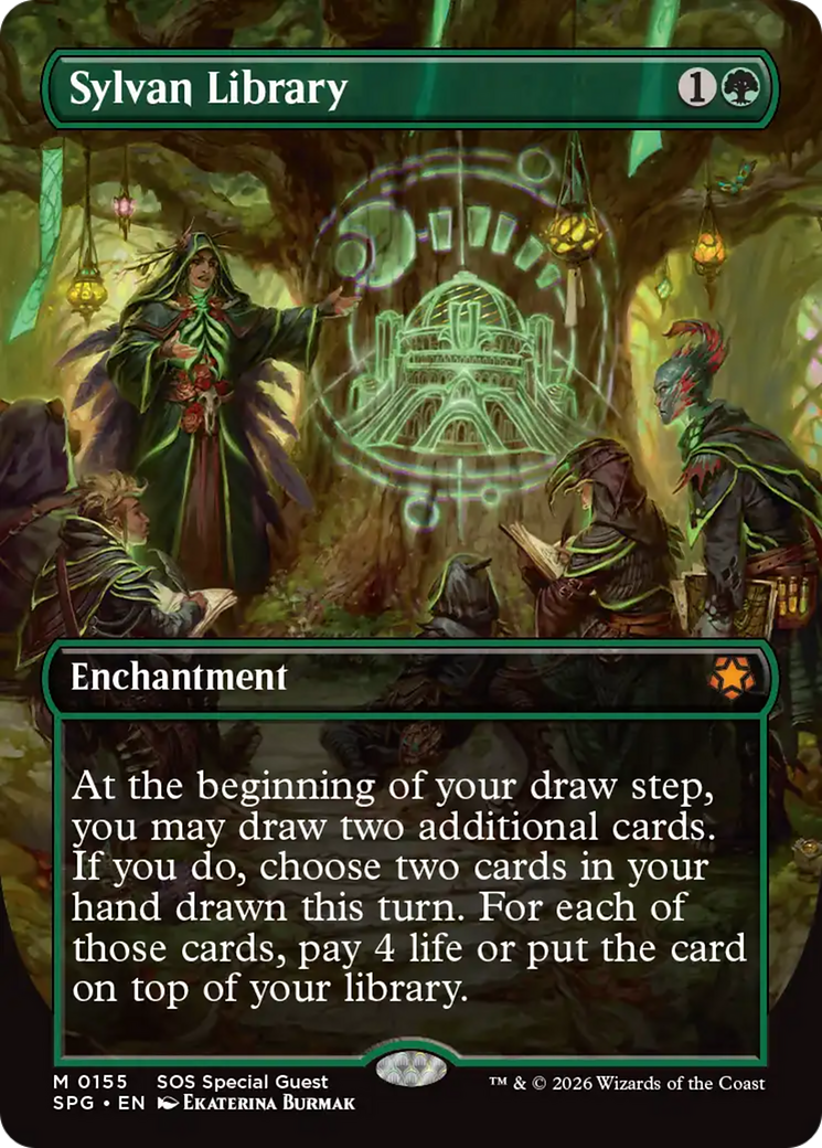 Sylvan Library (Borderless) [Secrets of Strixhaven Special Guests] | Card Citadel
