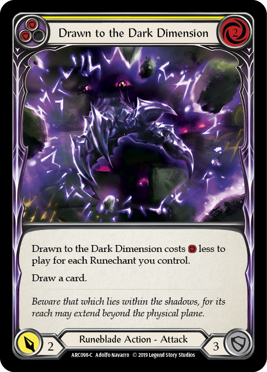 Drawn to the Dark Dimension (Yellow) [ARC098-C] (Arcane Rising)  1st Edition Rainbow Foil | Card Citadel