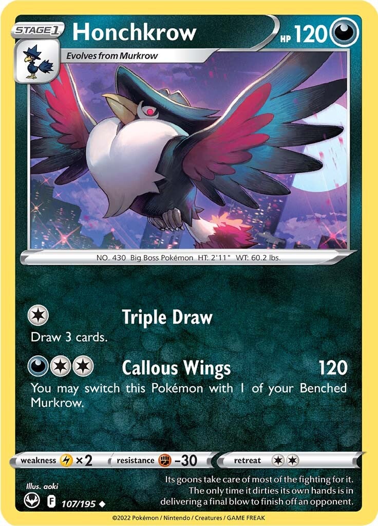 Honchkrow (107/195) [Sword & Shield: Silver Tempest] | Card Citadel