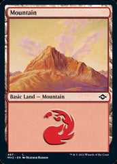 Mountain (487) (Foil Etched) [Modern Horizons 2] | Card Citadel