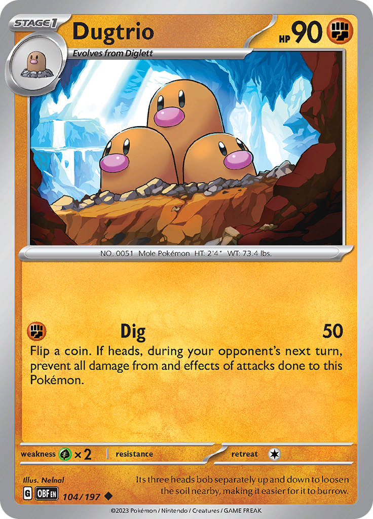 Dugtrio (104/197) [Scarlet & Violet: Obsidian Flames] | Card Citadel