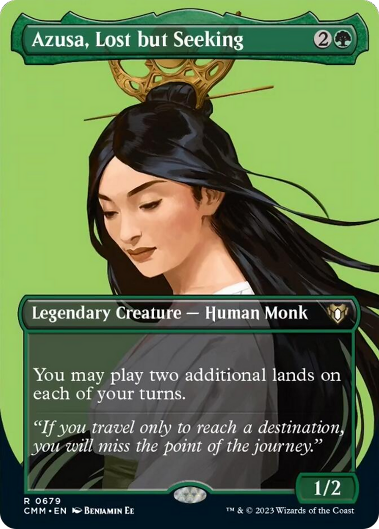 Azusa, Lost but Seeking (Borderless Profile) [Commander Masters] | Card Citadel