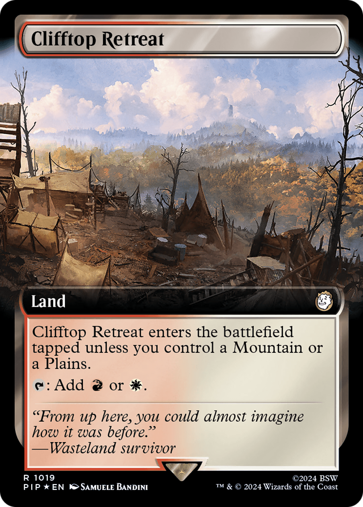 Clifftop Retreat (Extended Art) (Surge Foil) [Fallout] | Card Citadel