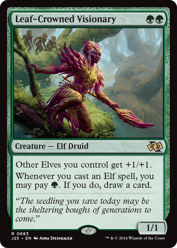 Leaf-Crowned Visionary [Foundations Jumpstart] | Card Citadel