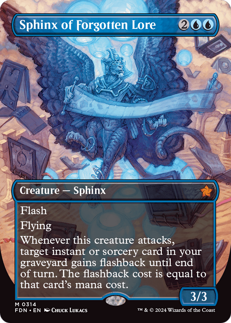 Sphinx of Forgotten Lore (Borderless) [Foundations] | Card Citadel