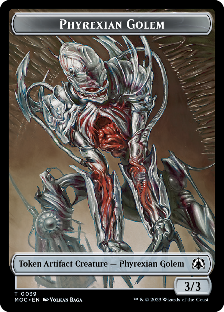 Phyrexian Golem // Construct Double-Sided Token [March of the Machine Commander Tokens] | Card Citadel