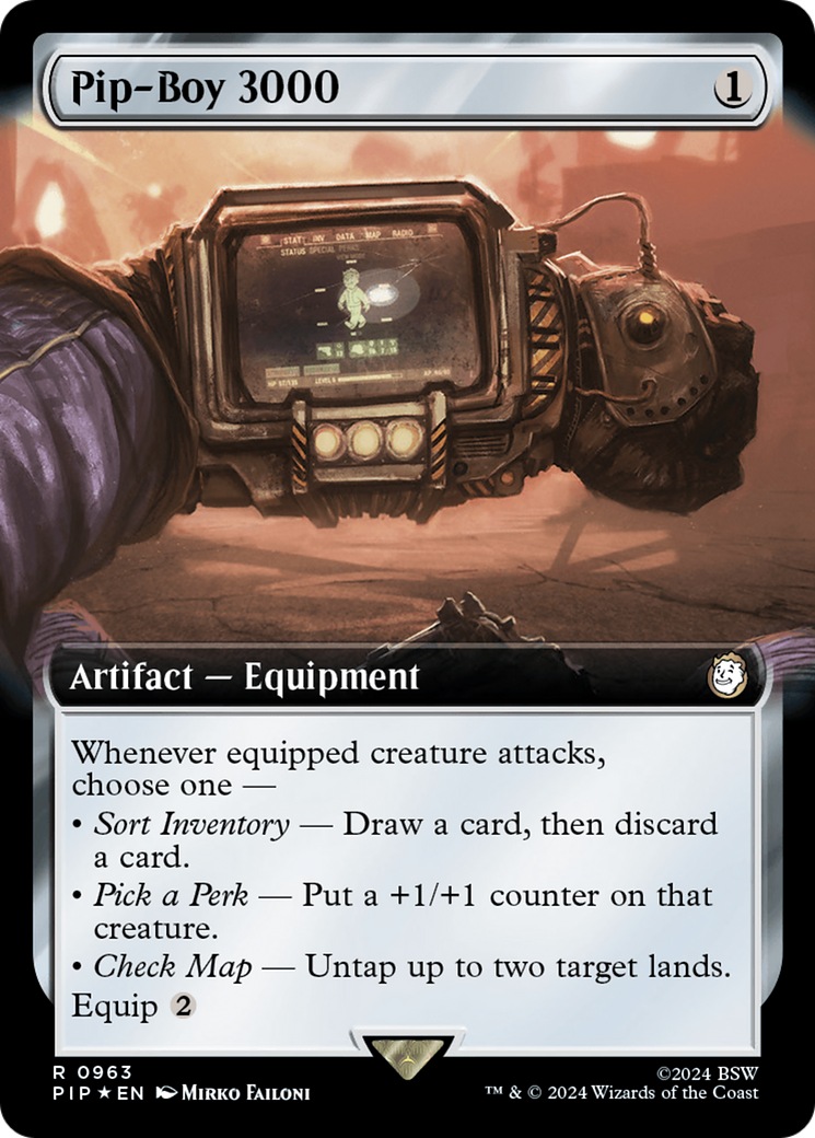 Pip-Boy 3000 (Extended Art) (Surge Foil) [Fallout] | Card Citadel