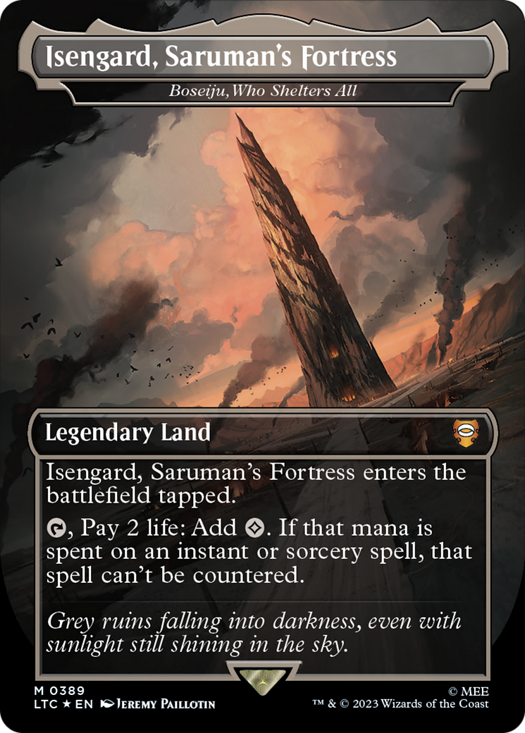 Isengard, Saruman's Fortress - Boseiju, Who Shelters All (Surge Foil Realms and Relics) [The Lord of the Rings: Tales of Middle-Earth Commander] | Card Citadel