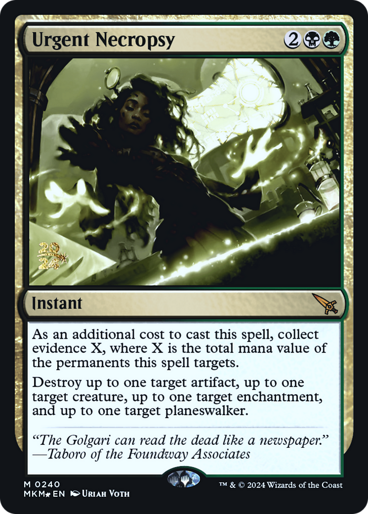 Urgent Necropsy [Murders at Karlov Manor Prerelease Promos] | Card Citadel