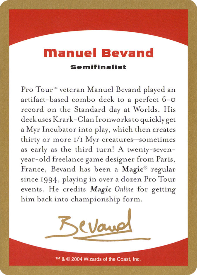 Manuel Bevand Bio [World Championship Decks 2004] | Card Citadel