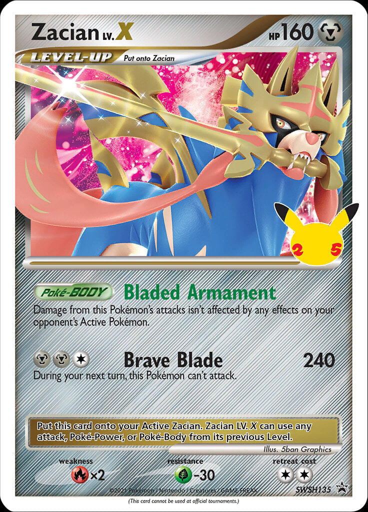 Zacian LV.X (SWSH135) (Celebrations) [Sword & Shield: Black Star Promos] | Card Citadel