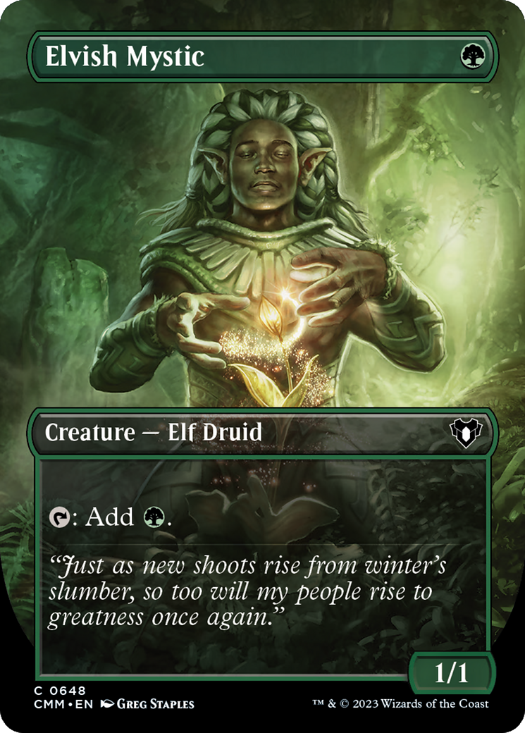 Elvish Mystic (Borderless Alternate Art) [Commander Masters] | Card Citadel