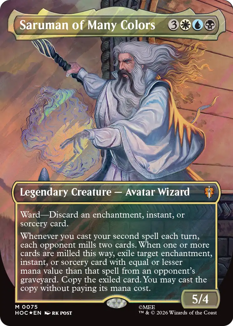 Saruman of Many Colors (Borderless) (Surge Foil) [The Hobbit: Eternal-Legal] | Card Citadel