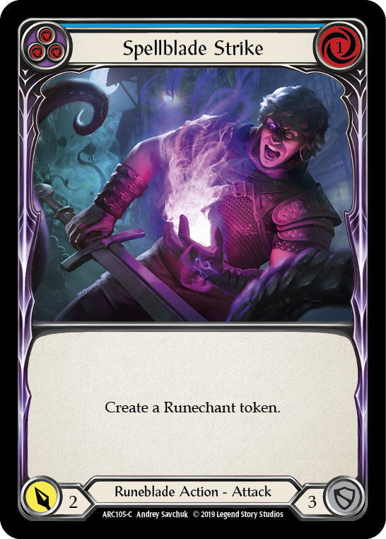Spellblade Strike (Blue) [ARC105-C] (Arcane Rising)  1st Edition Rainbow Foil | Card Citadel