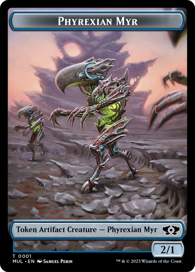 Phyrexian Myr // Wrenn and Realmbreaker Emblem Double-Sided Token [March of the Machine Tokens] | Card Citadel