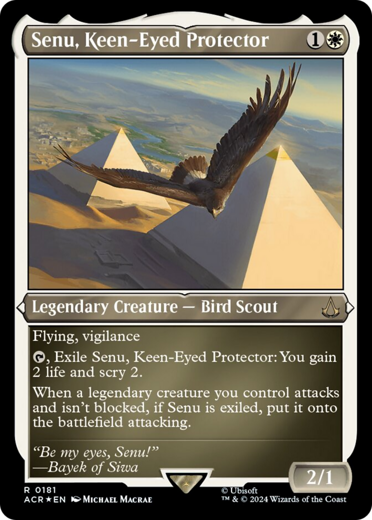 Senu, Keen-Eyed Protector (Foil Etched) [Assassin's Creed] | Card Citadel