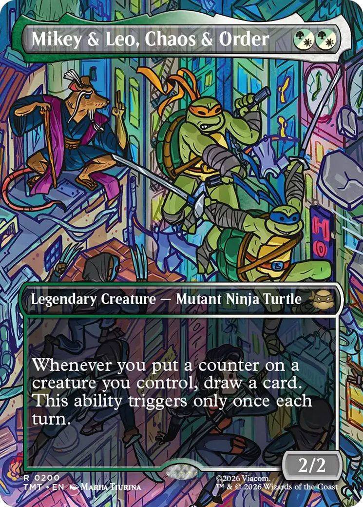 Mikey & Leo, Chaos & Order (Borderless) [Teenage Mutant Ninja Turtles] | Card Citadel