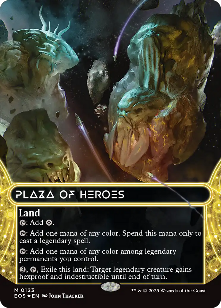 Plaza of Heroes (0123) (Borderless) (Galaxy Foil) [Edge of Eternities: Stellar Sights] | Card Citadel
