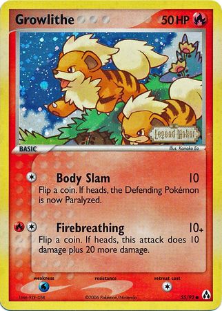Growlithe (55/92) (Stamped) [EX: Legend Maker] | Card Citadel