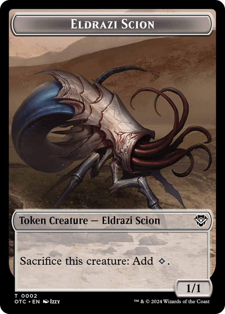 Eldrazi Scion // Manifest Double-Sided Token [Outlaws of Thunder Junction Commander Tokens] | Card Citadel