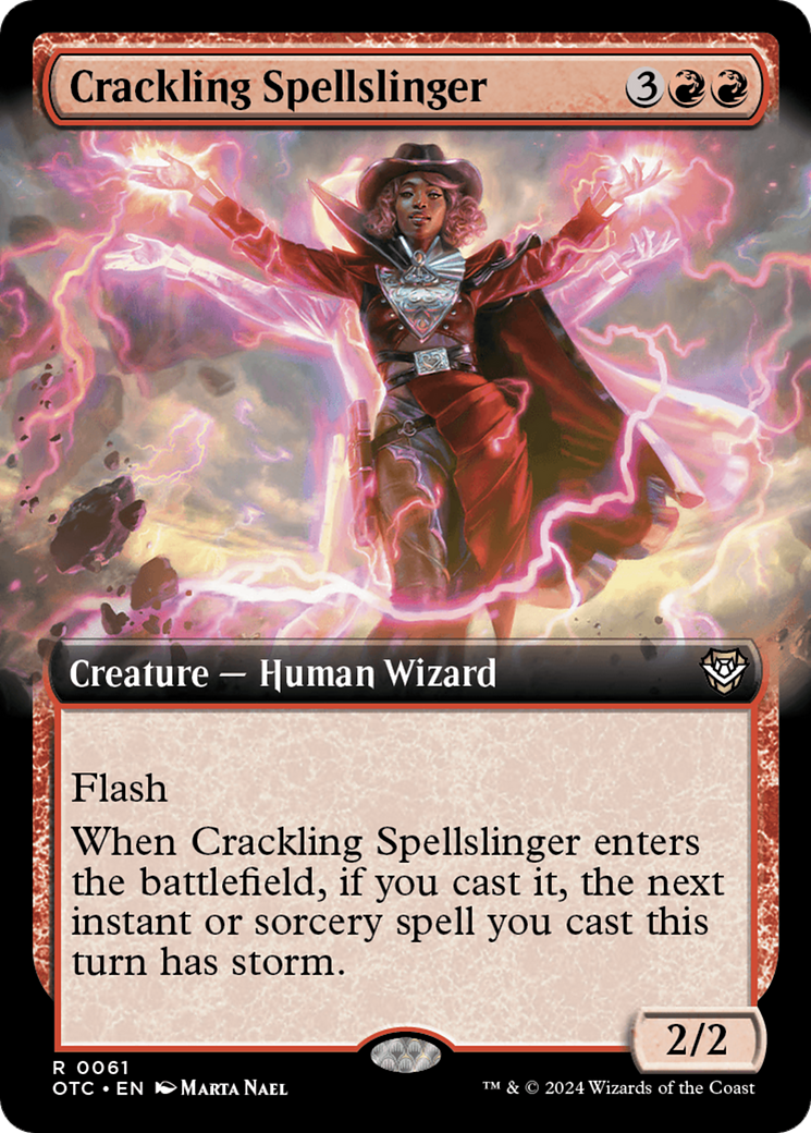 Crackling Spellslinger (Extended Art) [Outlaws of Thunder Junction Commander] | Card Citadel