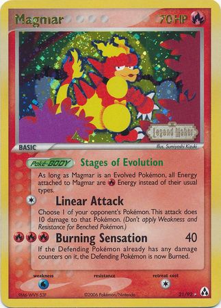 Magmar (21/92) (Stamped) [EX: Legend Maker] | Card Citadel
