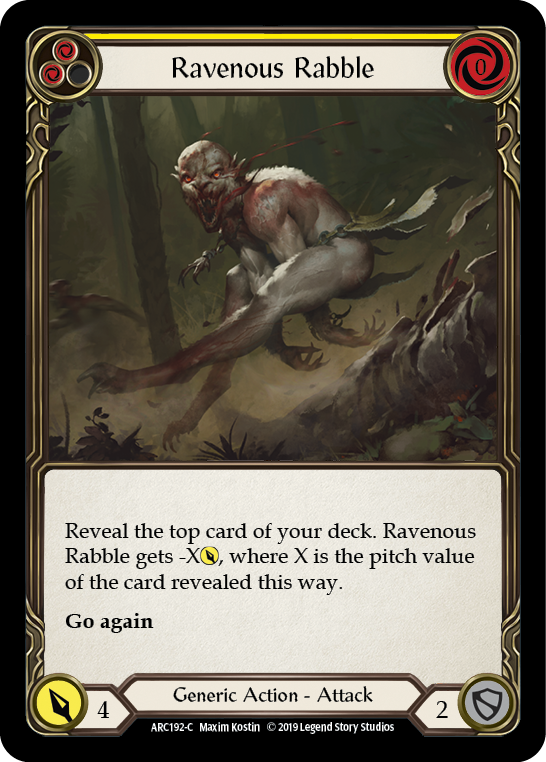Ravenous Rabble (Yellow) [ARC192-C] (Arcane Rising)  1st Edition Rainbow Foil | Card Citadel