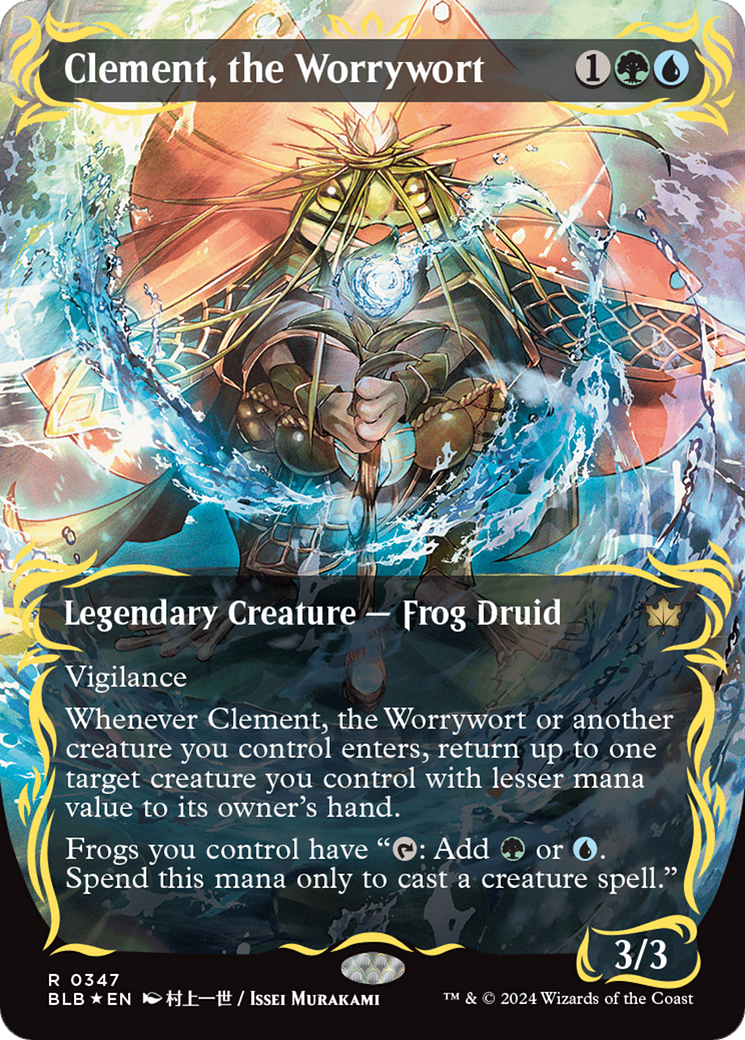 Clement, the Worrywort (Borderless) (Raised Foil) [Bloomburrow] | Card Citadel