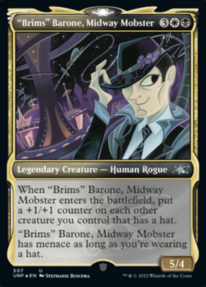 "Brims" Barone, Midway Mobster (Showcase) (Galaxy Foil) [Unfinity] | Card Citadel