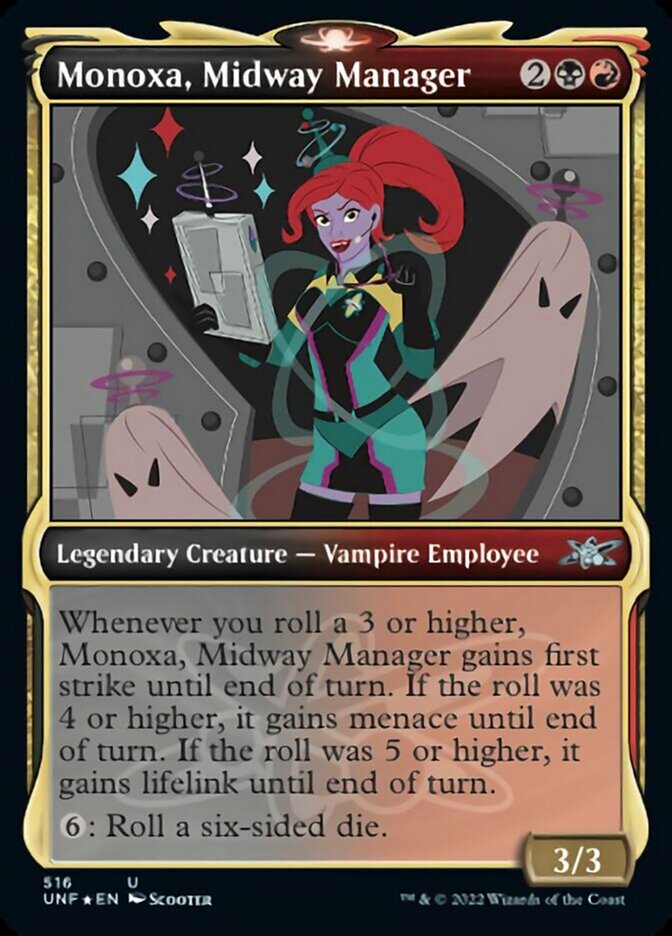 Monoxa, Midway Manager (Showcase) (Galaxy Foil) [Unfinity] | Card Citadel