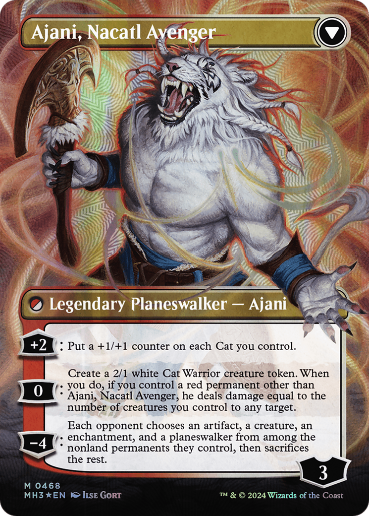 Ajani, Nacatl Pariah // Ajani, Nacatl Avenger (Borderless) (Textured Foil) [Modern Horizons 3] | Card Citadel