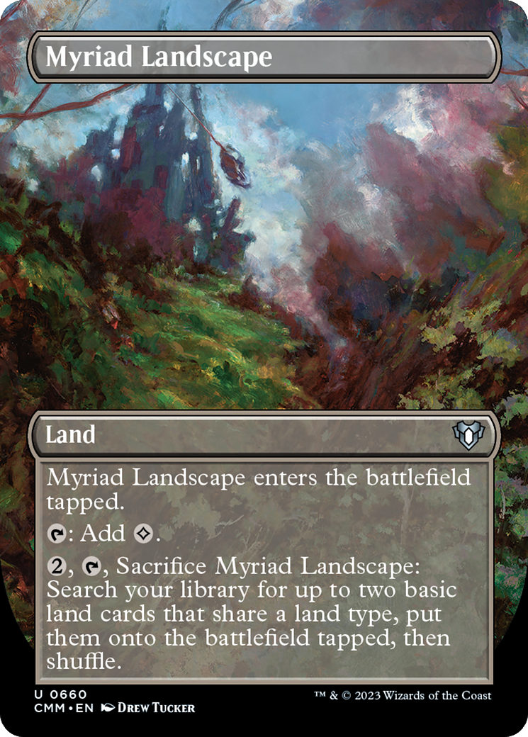 Myriad Landscape (Borderless Alternate Art) [Commander Masters] | Card Citadel